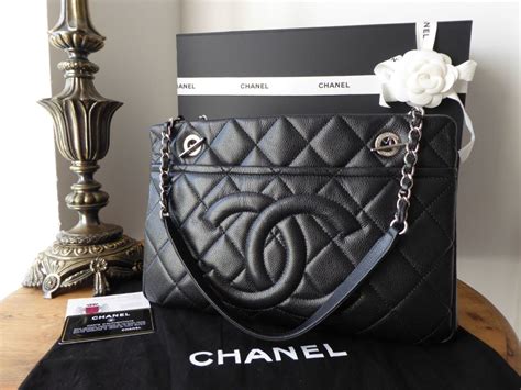 chanel silver tote bag|authentic chanel shopping bag.